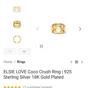 ELSIE LOVE Coco Crush Ring | 925
Sterling Silver 18K Gold Plated Sz 8